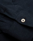 Navy Pure Cotton Herringbone Italian Long Sleeve Shirt  Robert Old   