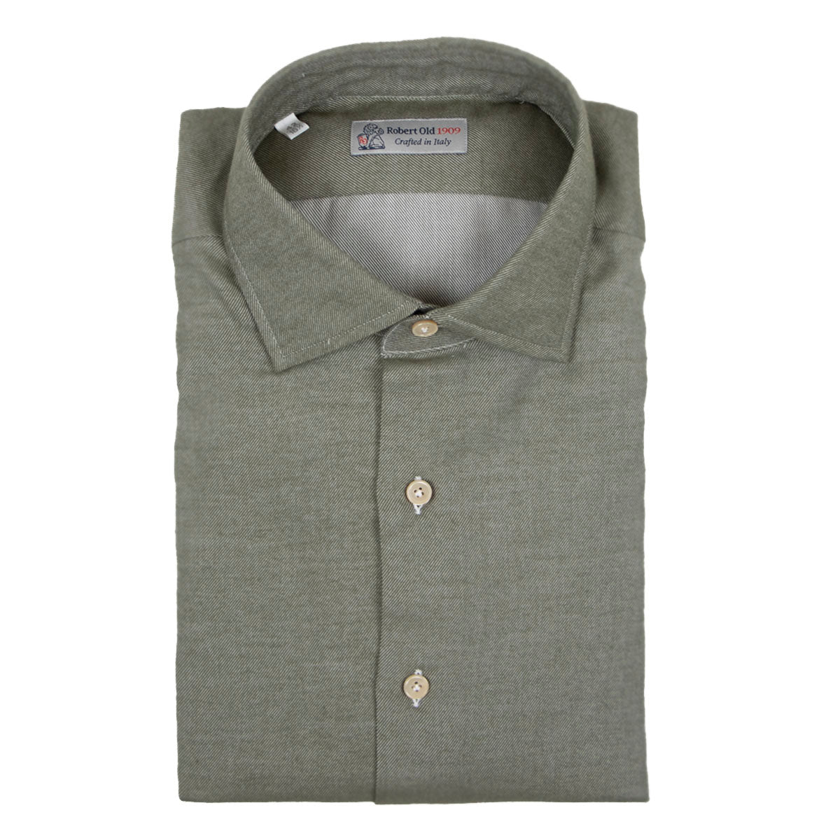 Green Carlo Riva Pure Cotton Twill Long Sleeve Shirt  Robert Old   