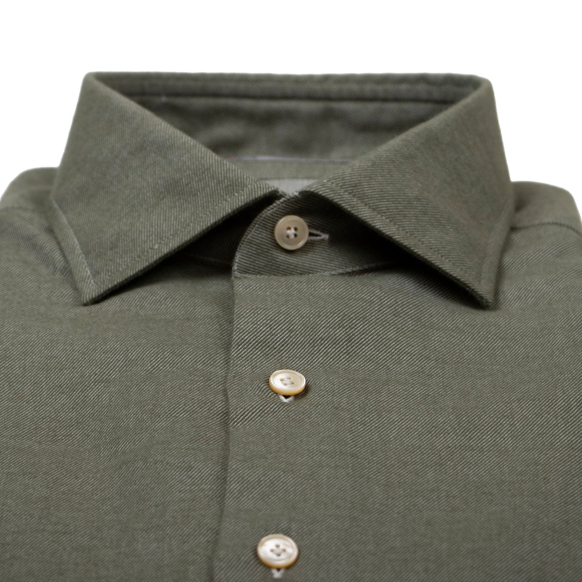 Green Carlo Riva Pure Cotton Twill Long Sleeve Shirt  Robert Old   