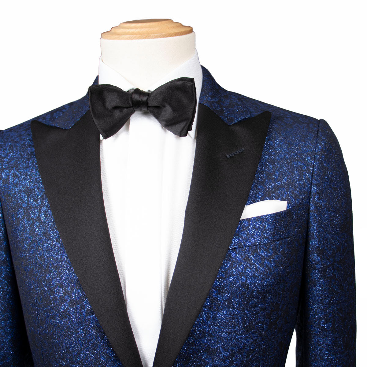 Blue & Black Floral Caccioppoli Jacquard Tuxedo Jacket  Robert Old   