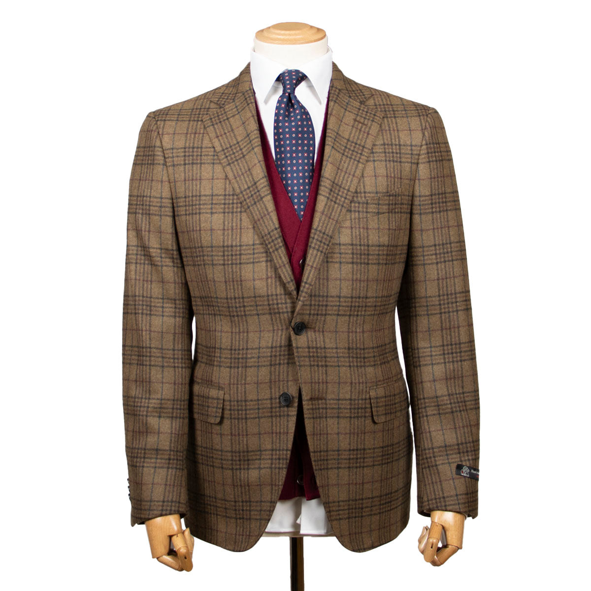 Brown Glenesk Check Wool & Cashmere Jacket  Robert Old   
