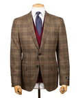 Brown Glenesk Check Wool & Cashmere Jacket  Robert Old   