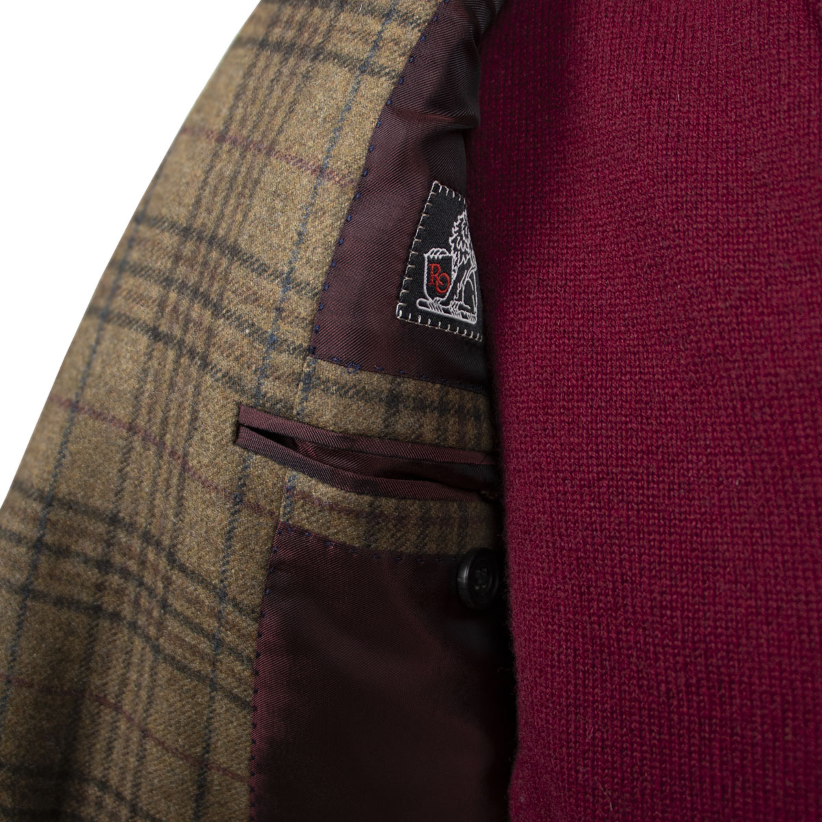 Brown Glenesk Check Wool & Cashmere Jacket  Robert Old   