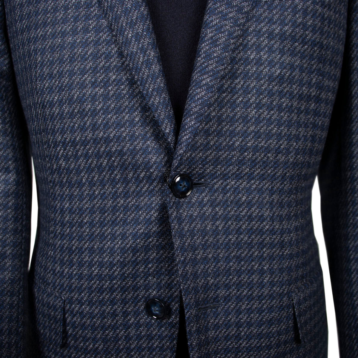 Navy & Grey Twill Pure Wool Jacket  Robert Old   