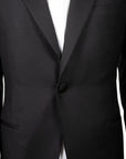 Black Pin Dot Drago Wool Tuxedo Suit  Robert Old   