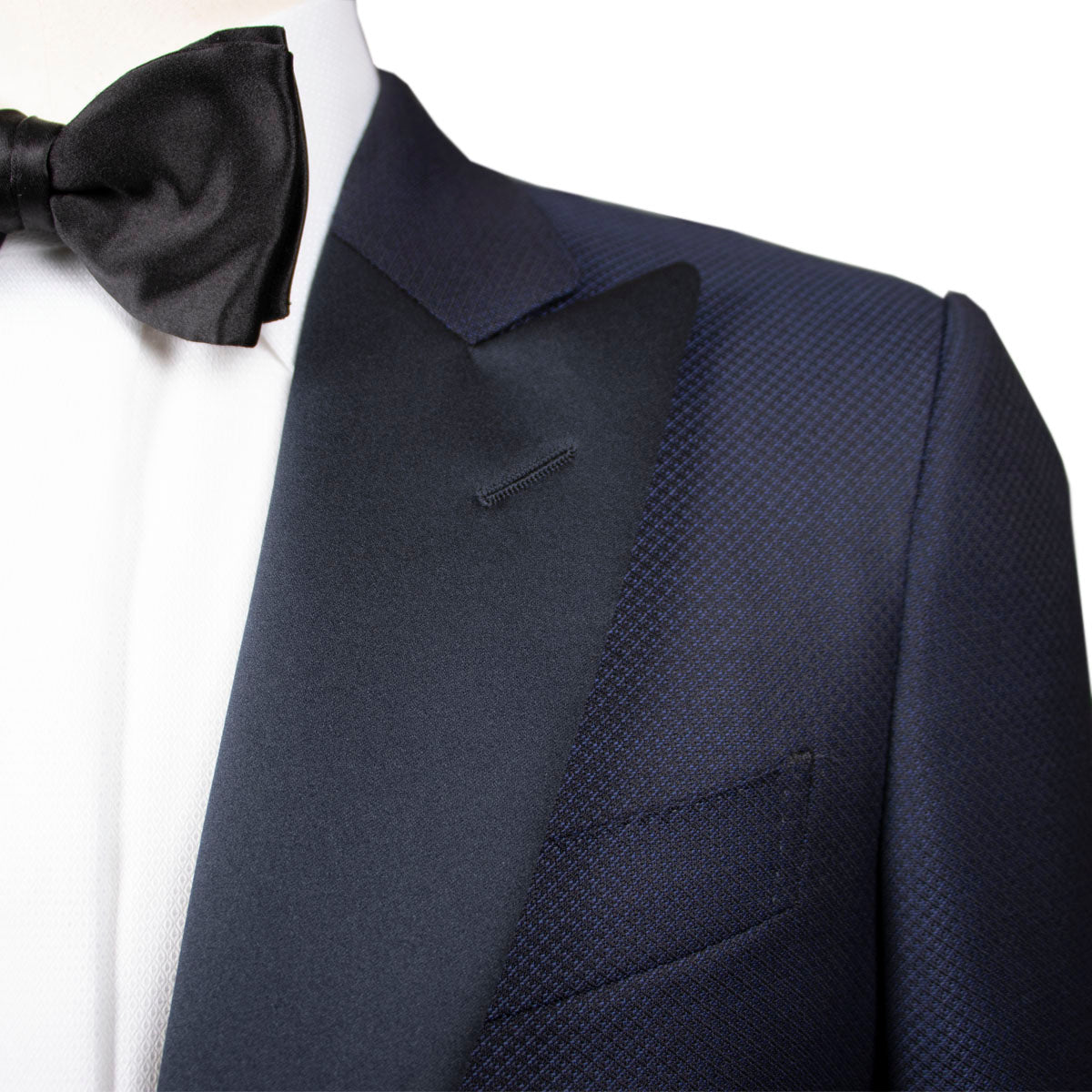 Navy Textured Wool & Silk Caccioppoli Tuxedo Suit  Robert Old   