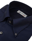 Navy Gemma Dobby Weave Long Sleeve Shirt  Robert Old   