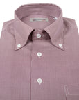 Burgundy Swiss Cotton Twill Long Sleeve Shirt  Robert Old   