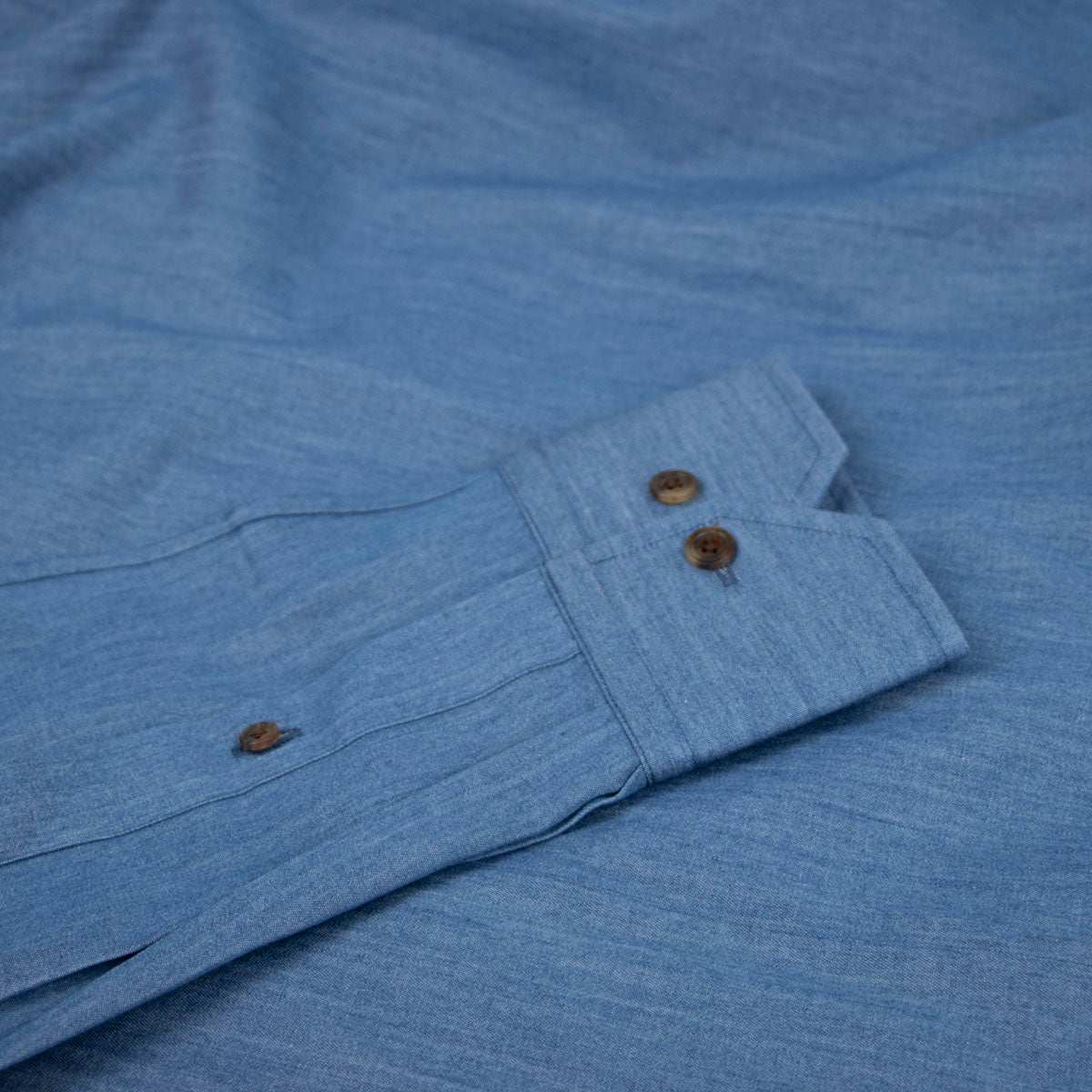 Mid Denim 100% Cotton Long Sleeve Shirt  Robert Old   