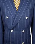 Navy & White Pinstripe Double-Breasted Suit SUITS Robert Old