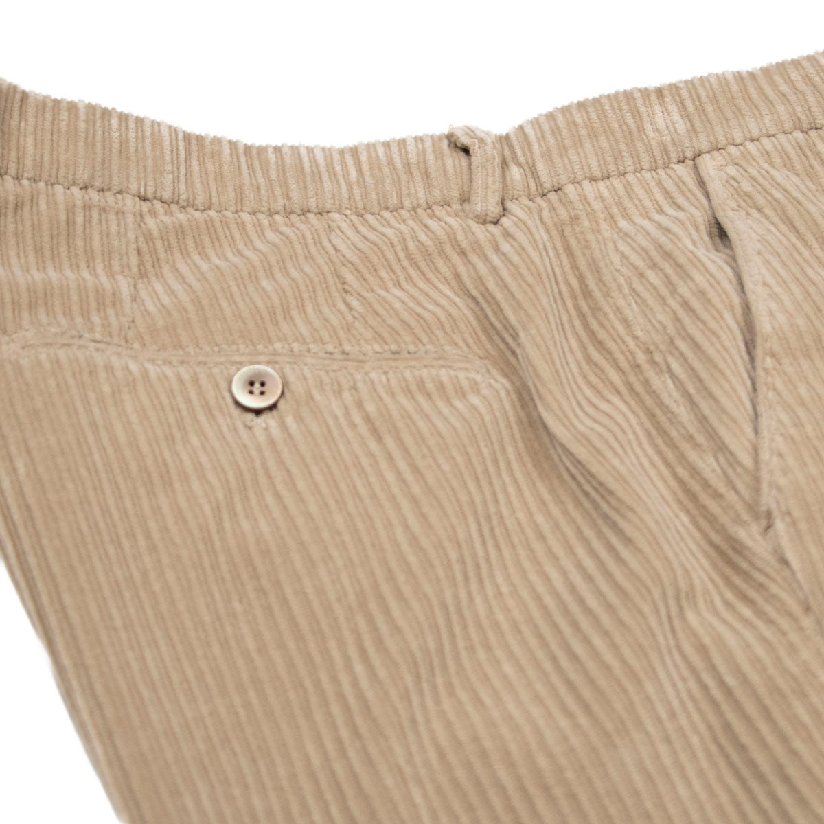 Sand Beige Stretch Cotton Corduroy Trousers  Robert Old   