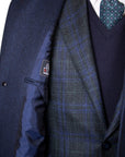 Blue Chevron Virgin Wool, Cashmere, & Silk Slim Tailored Overcoat OVERCOATS Robert Old