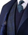 Blue Chevron Virgin Wool, Cashmere, & Silk Slim Tailored Overcoat OVERCOATS Robert Old