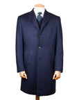 Blue Chevron Virgin Wool, Cashmere, & Silk Slim Tailored Overcoat OVERCOATS Robert Old