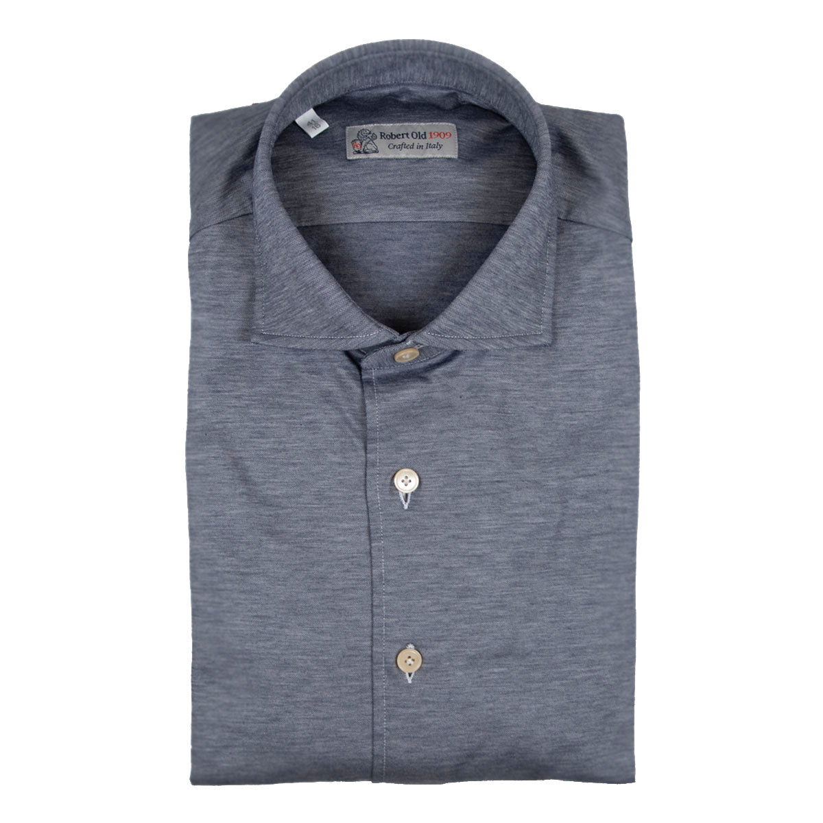 Navy Pure Cotton Jersey Italian Long Sleeve Shirt  Gherardi   