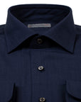 Navy Pure Merino Wool Italian Long Sleeve Shirt L/S SHIRTS Robert Old