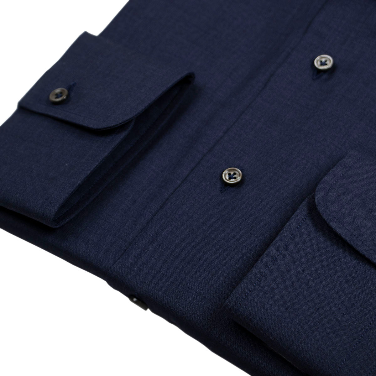 Navy Pure Merino Wool Italian Long Sleeve Shirt  Robert Old   