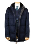 Navy Loro Piana Rain System 100% Cashmere Padded Coat OVERCOATS Robert Old