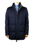 Navy Loro Piana Rain System 100% Cashmere Padded Coat OVERCOATS Robert Old