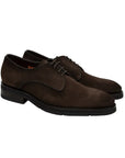 Dark Brown Suede Derby Shoe  Santoni   