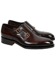 Polished Oxblood Leather Double Buckle Shoe  Santoni   