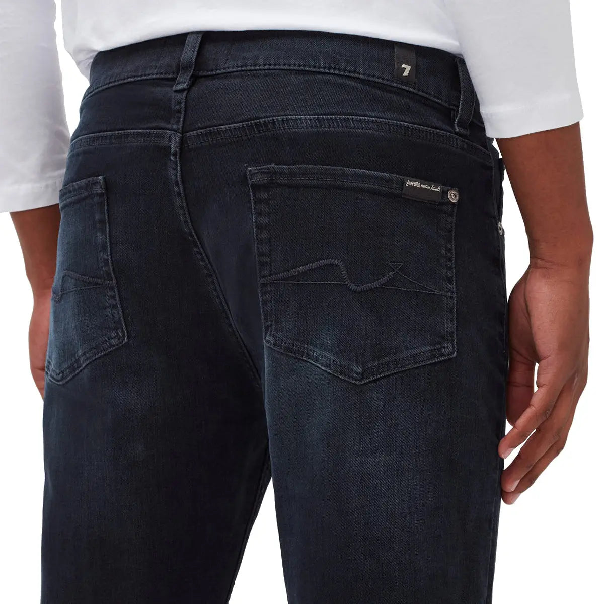 Black Slimmy Tapered Stretch Tek Principle Jeans  7 For All Mankind   