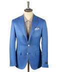 Blue Wool, Silk, & Linen Herringbone Jacket  Robert Old   