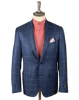 Blue Windowpane Wool, Silk, & Linen Jacket  Robert Old   