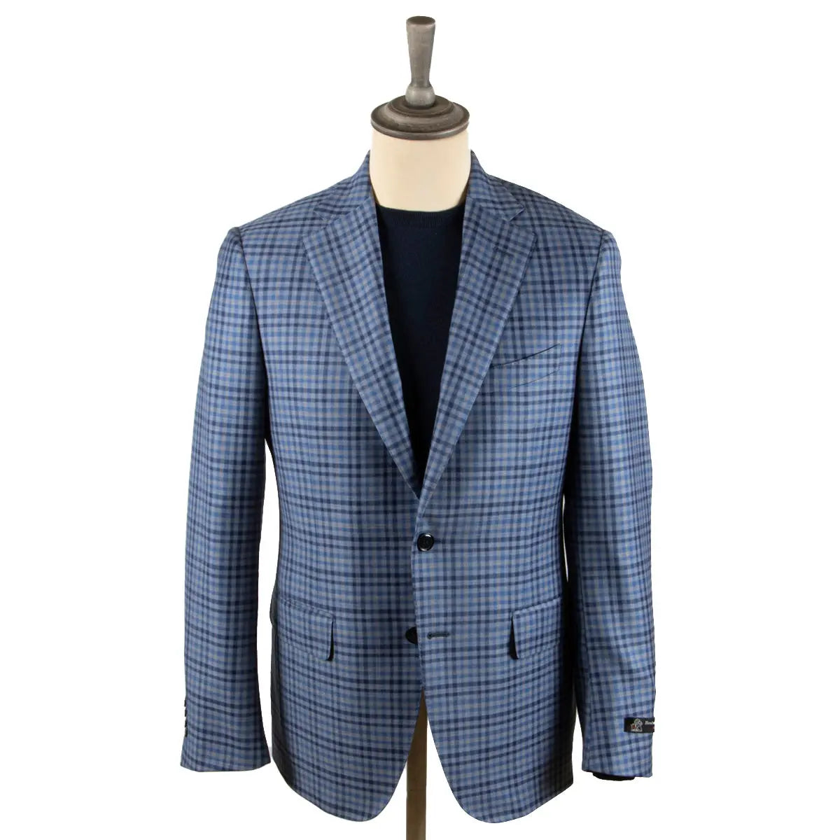 Blue Check Super 130's Pure Wool Jacket  Robert Old   