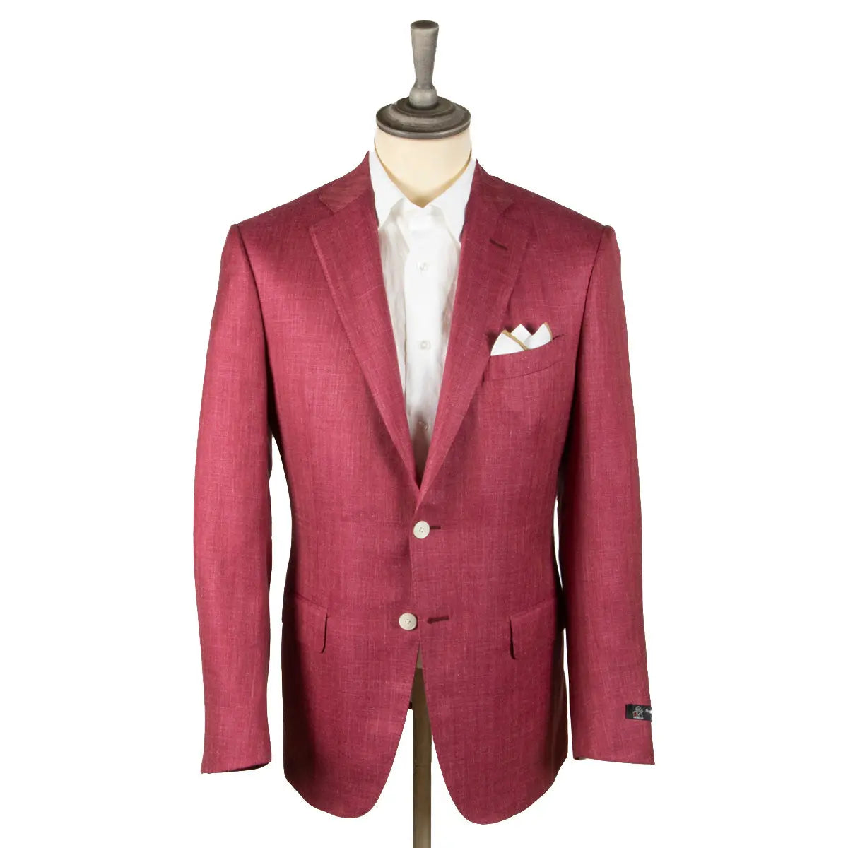 Raspberry Wool, Silk, & Linen Herringbone Jacket  Robert Old   