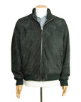 Dark Green Goat Suede Bomber Jacket  Robert Old   