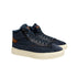 Blue Denim-Effect Fabric and Leather Sneaker SHOES Santoni