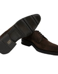 Dark Brown Suede Derby Shoe  Santoni   