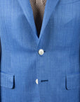 Blue Wool, Silk, & Linen Herringbone Jacket  Robert Old   