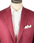 Raspberry Wool, Silk, & Linen Herringbone Jacket  Robert Old   