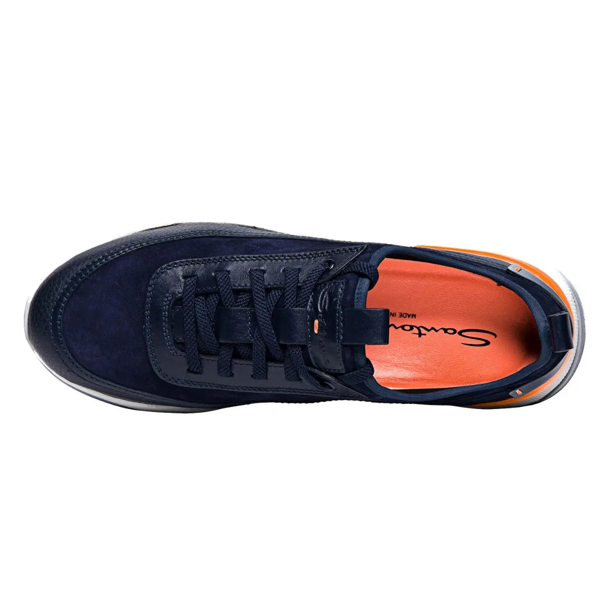 Navy Suede & Leather Sneaker  Santoni   