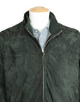 Dark Green Goat Suede Bomber Jacket  Robert Old   