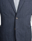 Navy Denim Unlined Cotton Stretch Blazer  Robert Old   