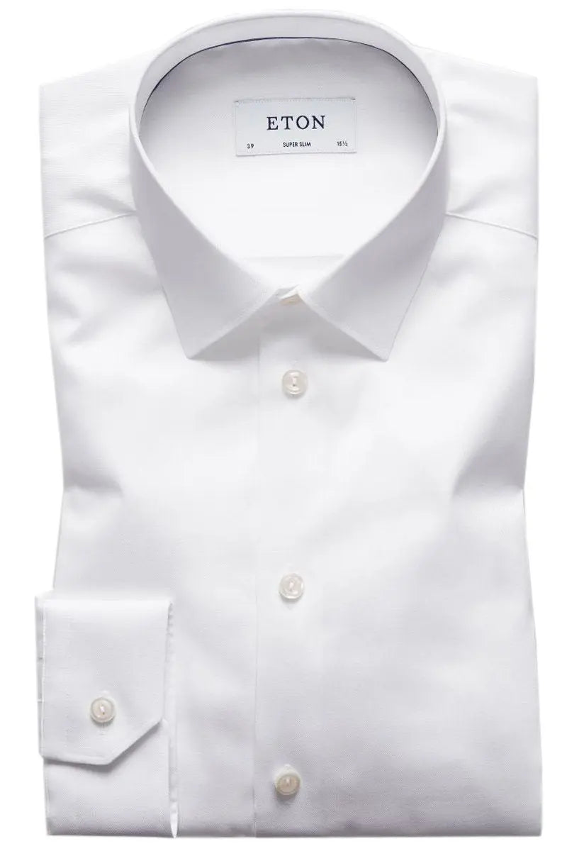 White Solid Twill Super Slim fit Shirt  Eton   