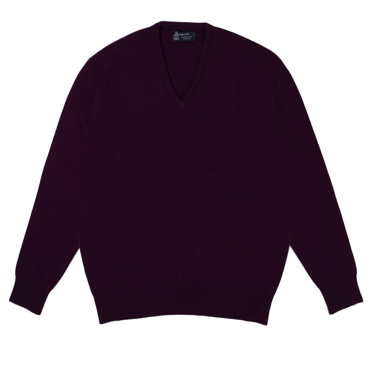 Beetroot Tobermorey 4ply V-Neck Cashmere Sweater  Robert Old   
