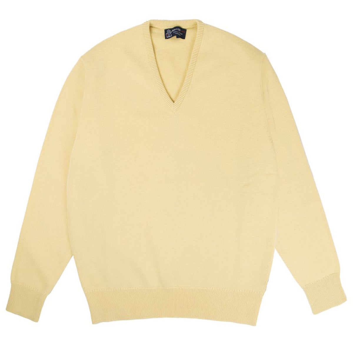 Lemon Frost Tobermorey 4ply V-Neck Cashmere Sweater  Robert Old   