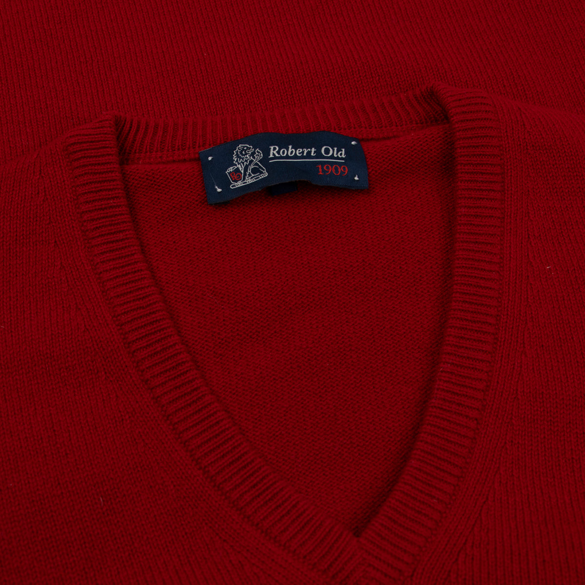 Ruby Red Tobermorey 4ply V-Neck Cashmere Sweater  Robert Old   