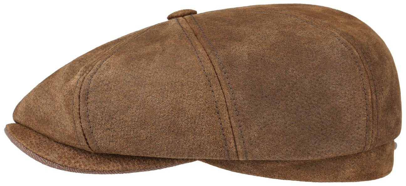 Brown Pigskin Leather Burney Hatteras Flap Cap  Stetson   