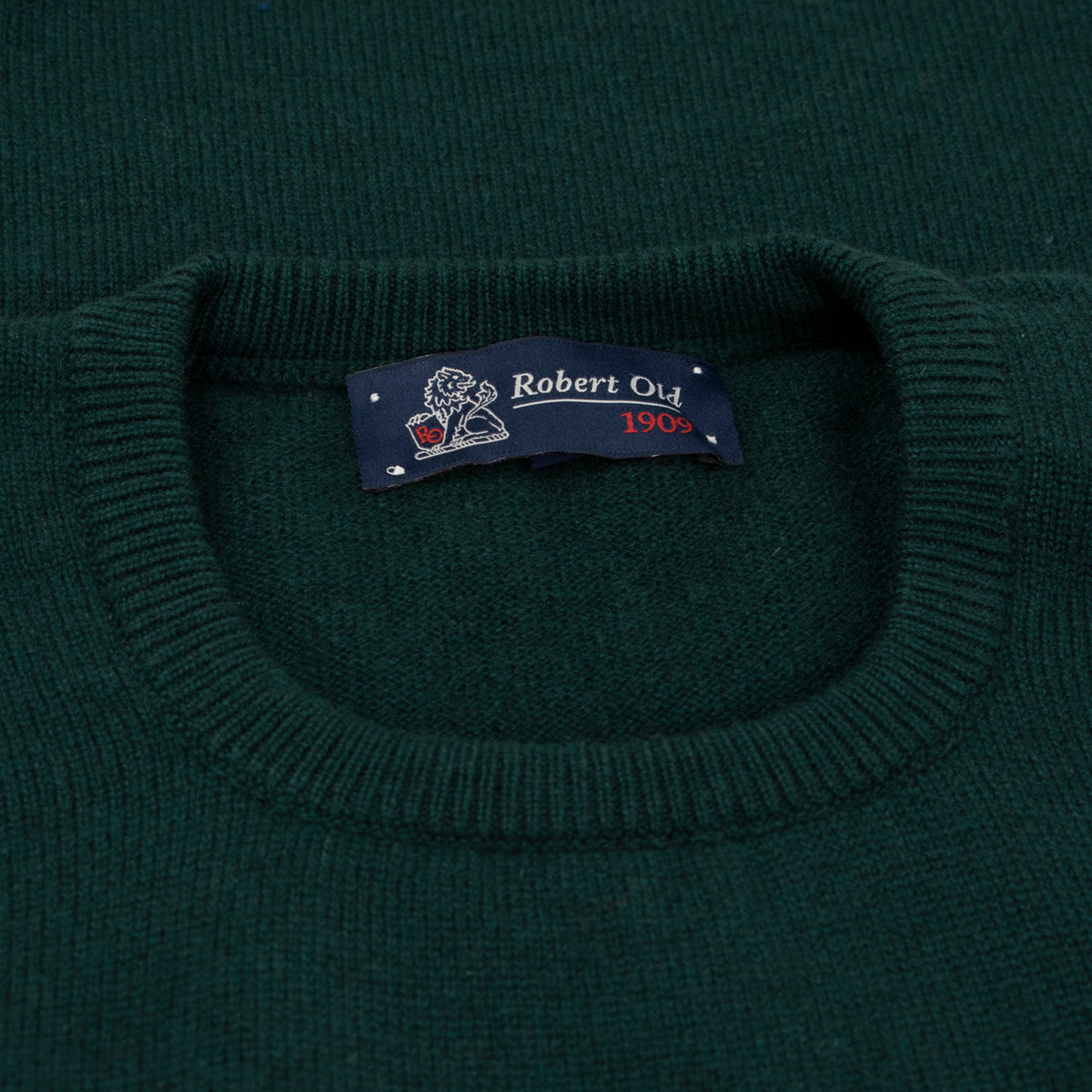 Holly Green Tiree 4ply Crew Neck Cashmere Sweater  Robert Old   