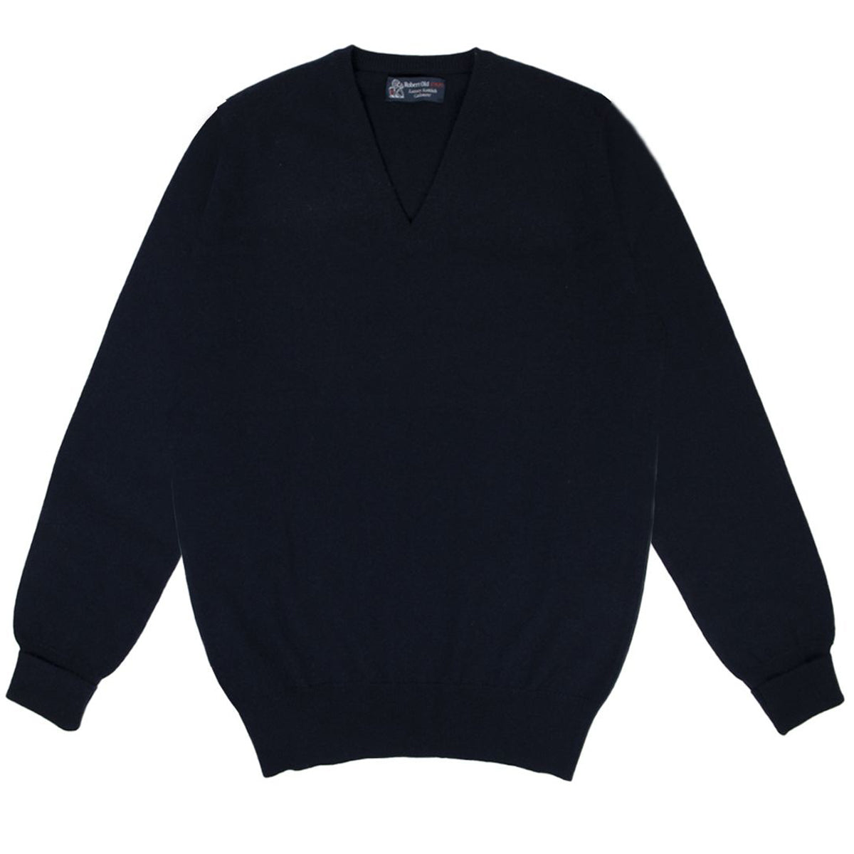 Dark Navy Chatsworth 2ply V-Neck Cashmere Sweater  Robert Old   