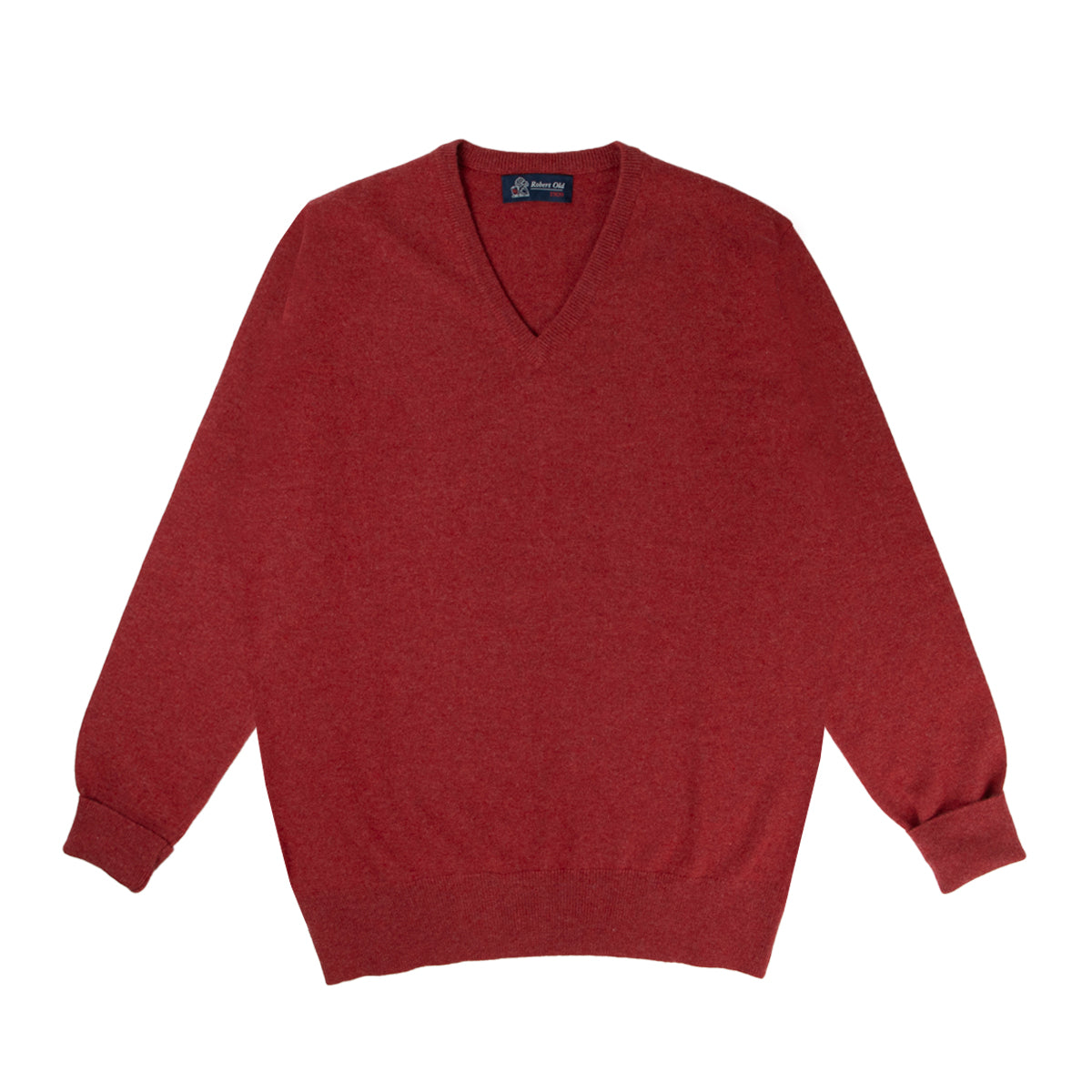Poppy Melange Chatsworth 2ply V-Neck Cashmere Sweater  Robert Old   