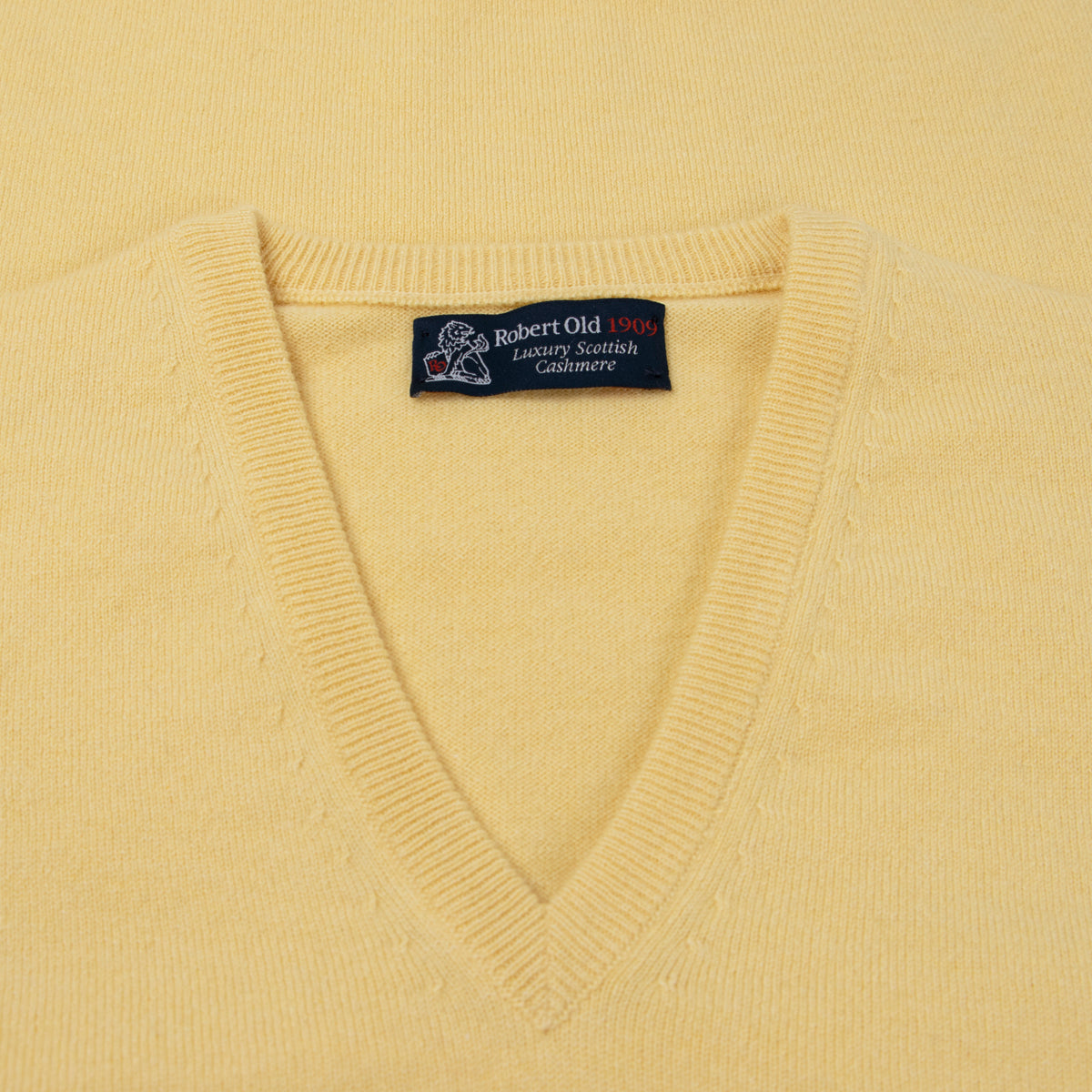 Lemon Frost Chatsworth 2ply V-Neck Cashmere Sweater  Robert Old   