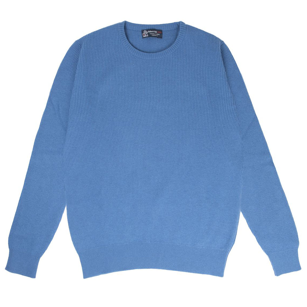 Airforce Blue Huntley 2ply Rib Crew Neck Cashmere Sweater  Robert Old   