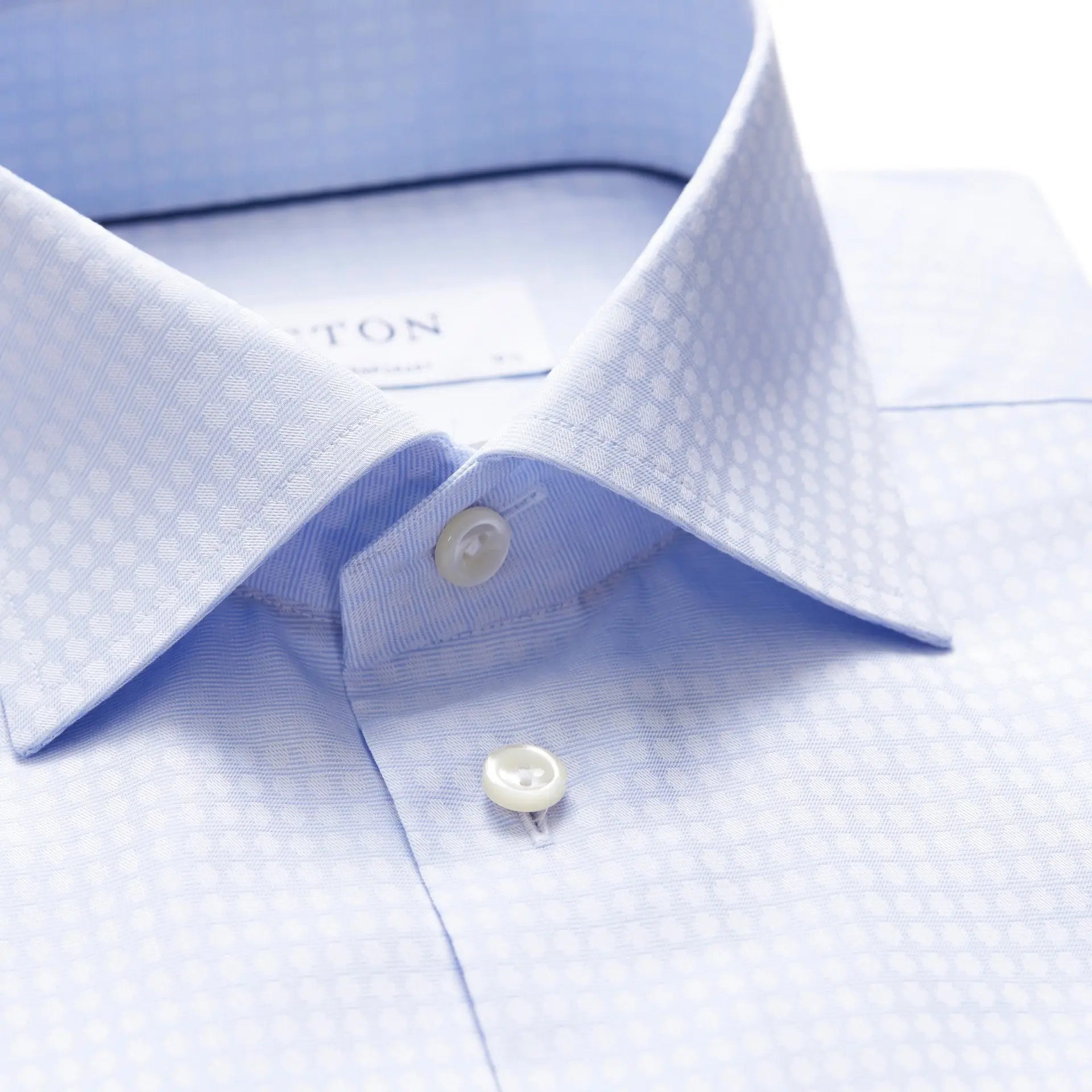 Light Blue Woven Dots Contemporary Fit  Shirt  Eton   