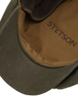 Olive Hatteras Wax Flat Cap with Ear Flaps  Stetson   